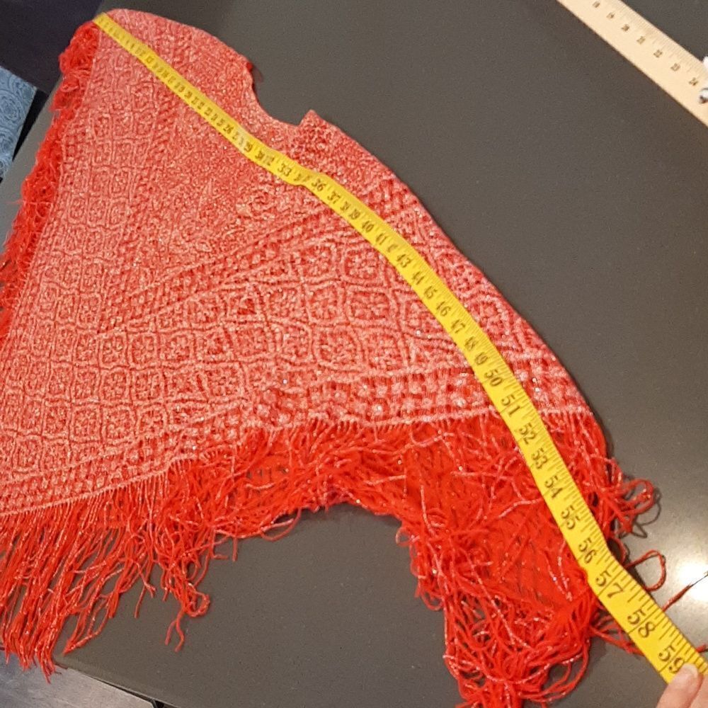 Red Sheer Scarf Blouse with Silver Thread - Picture 6 of 6